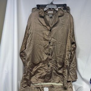 Pierre Cardin gold and Black Patterned  silk like pj set Shirt and pants pj M